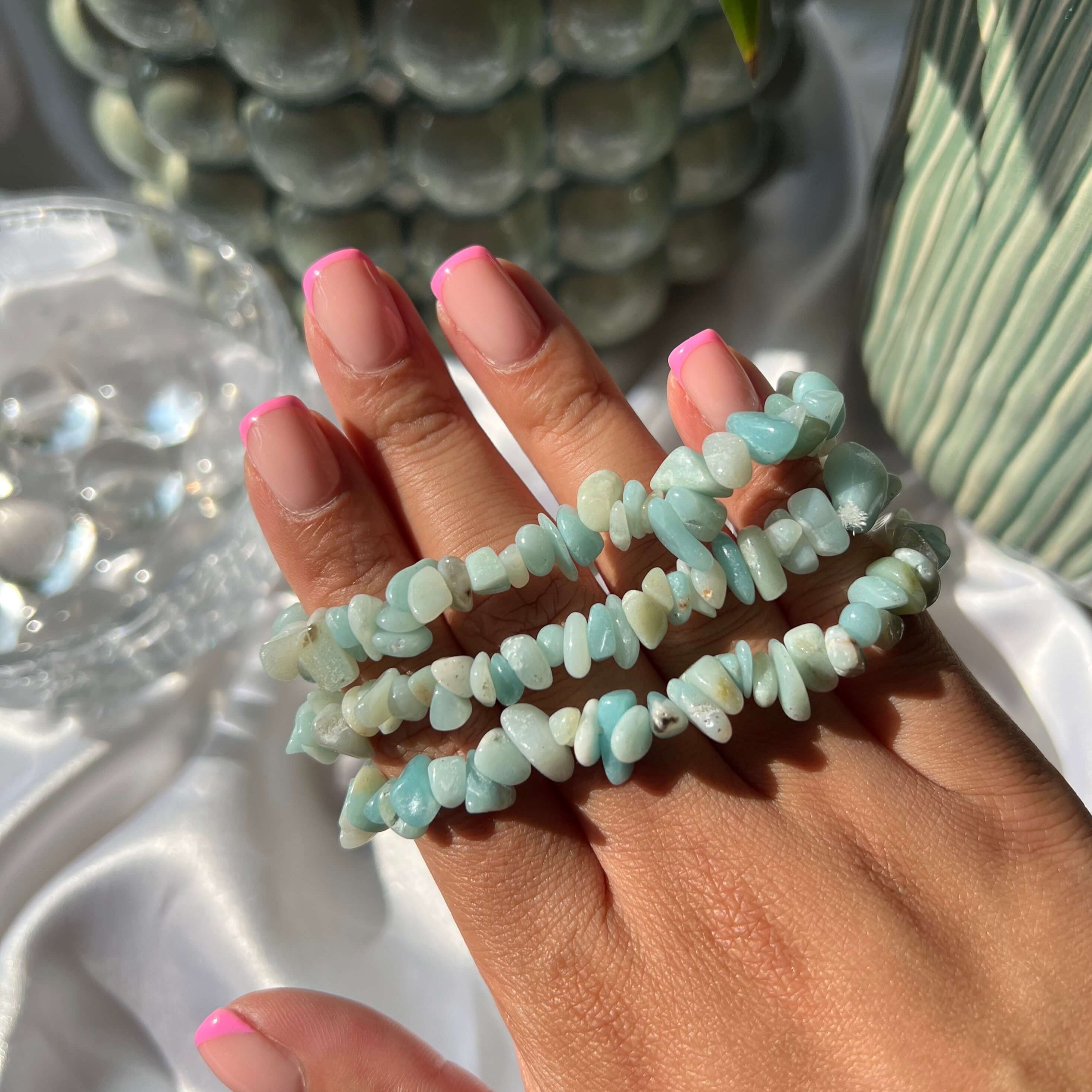 DIY Women's bracelet with natural Amazonite stones