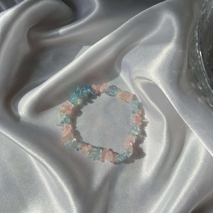 2 Stone Bracelet - Aquamarine & Rose Quartz - My Sacred Soul