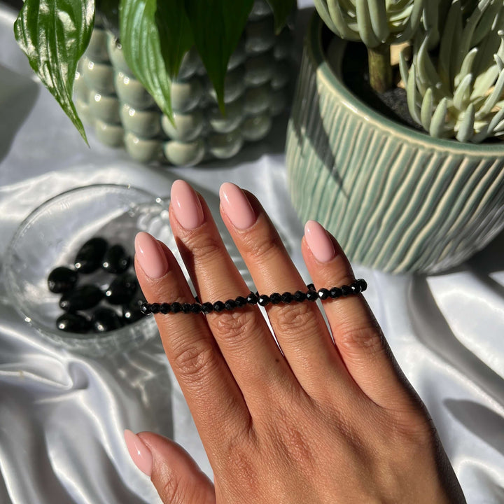 Black Tourmaline Faceted Bracelet