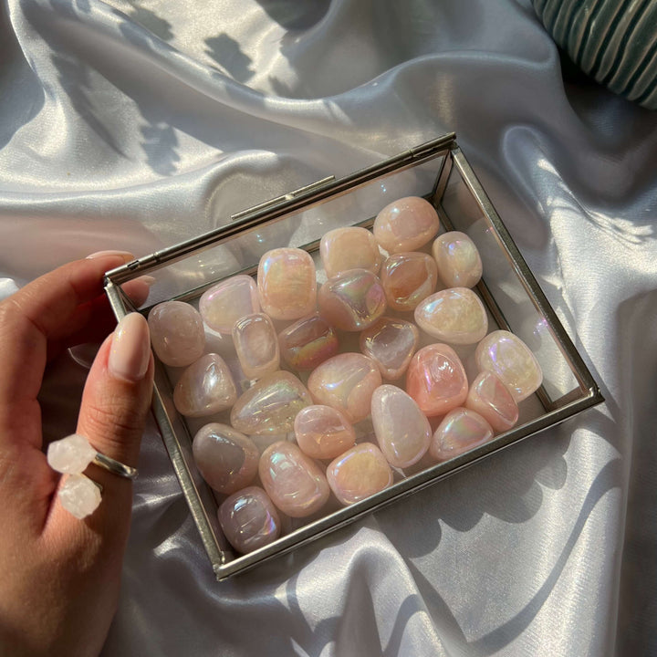 Rose Aura Quartz Tumbled Stones - My Sacred Soul