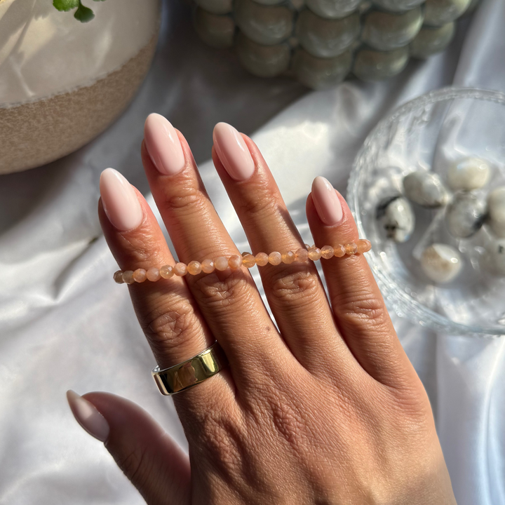 Peach Moonstone Faceted Bracelet