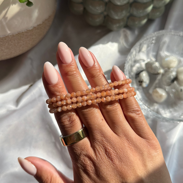 Peach Moonstone Faceted Bracelet
