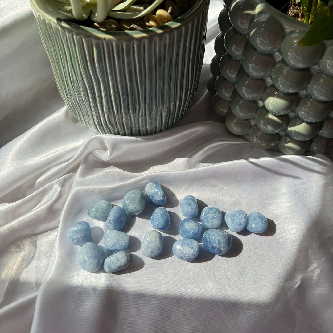 Blue Calcite Tumbled Stones - My Sacred Soul
