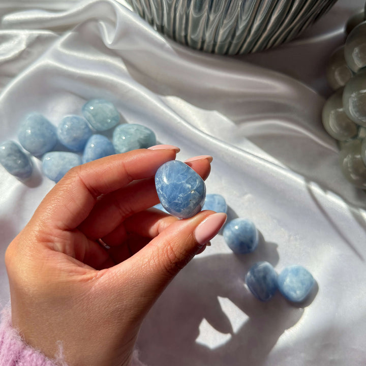 Blue Calcite Tumbled Stones - My Sacred Soul