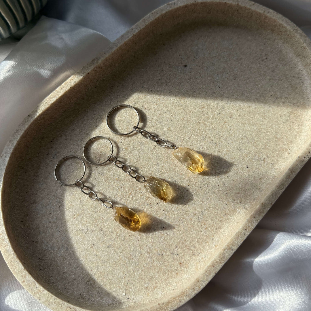 Mini Rough Citrine Keyring