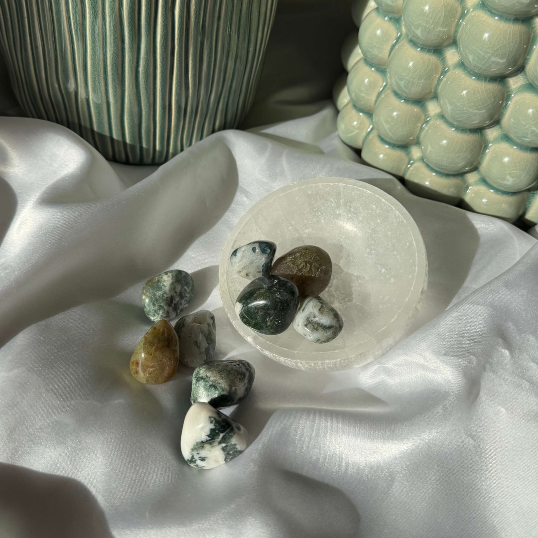 Moss Agate Tumbled Stones