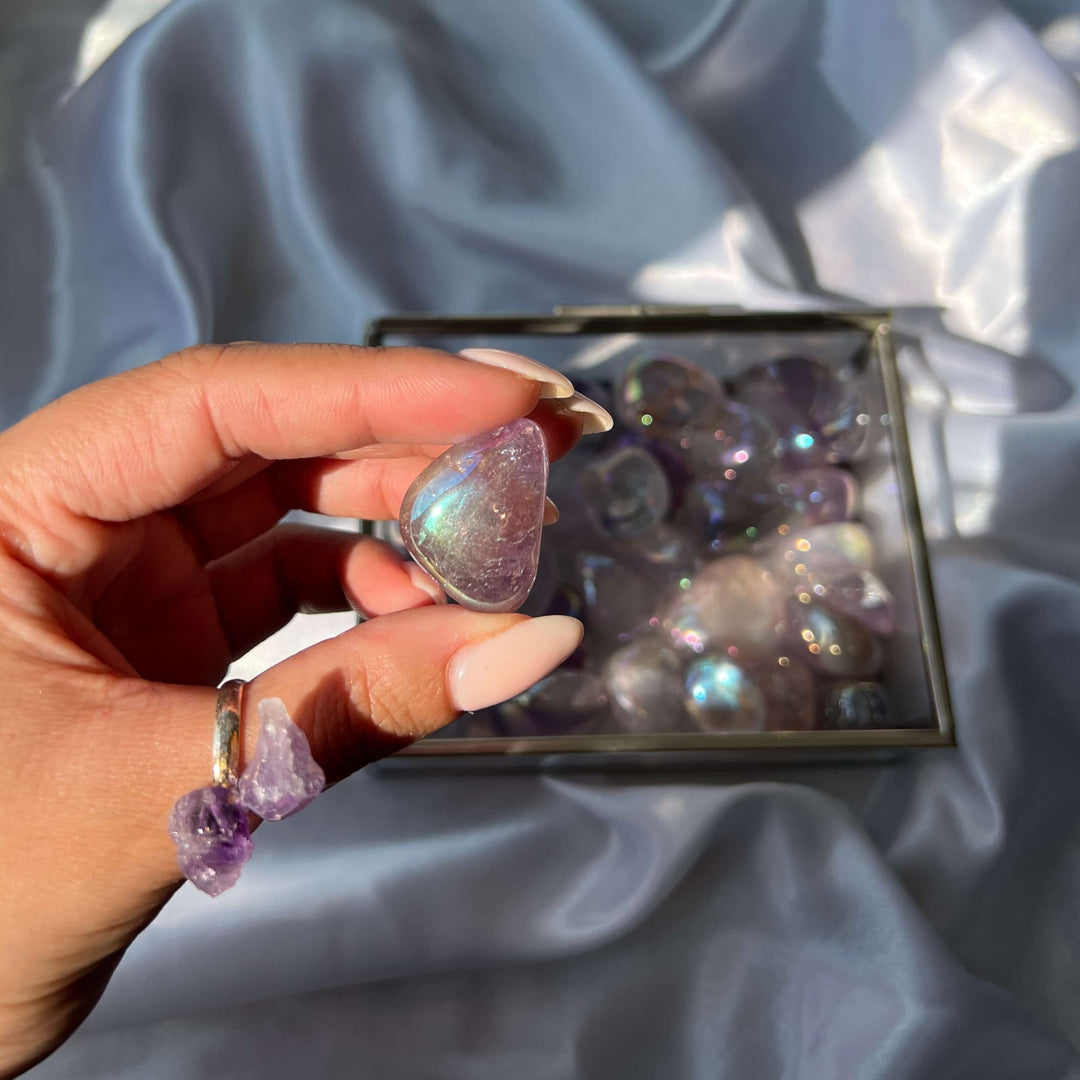 Amethyst Aura Tumbled Stones - My Sacred Soul