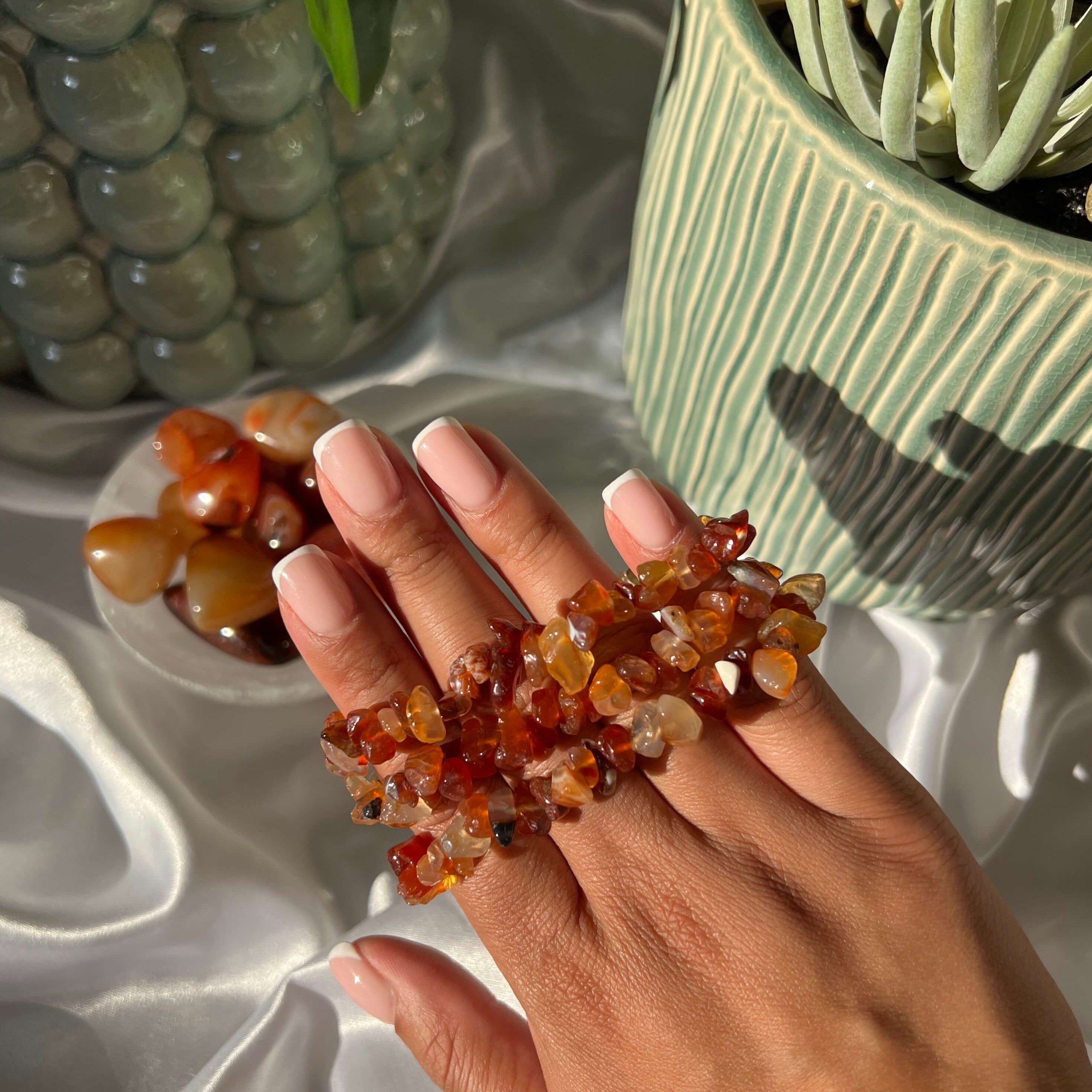 Your Best Life' Carnelian and Sunstone Semiprecious Gemstone Beaded B